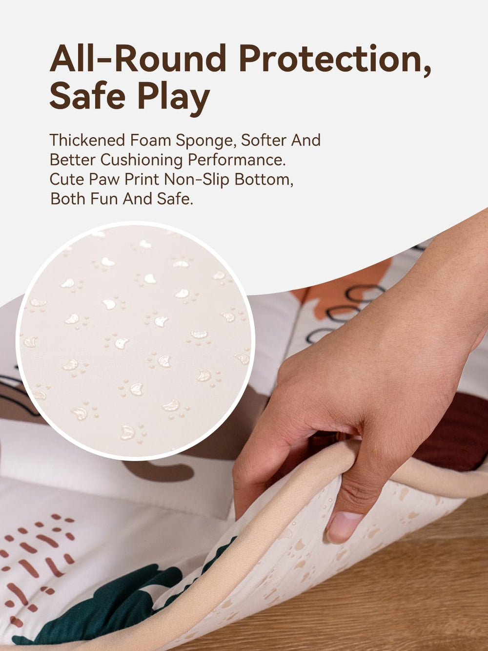 TILLYOU 50x50 playpen mat provides ample space