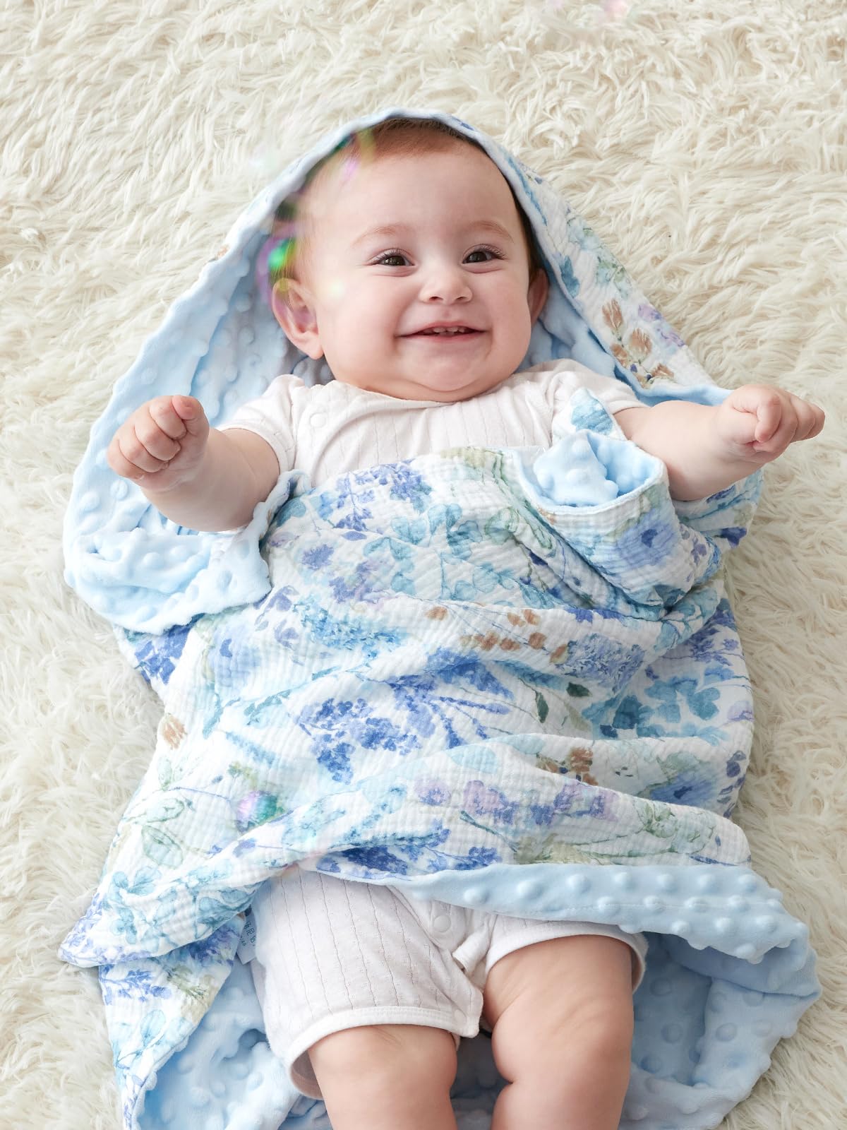 TILLYOU baby blanket muslin cotton front promotes gentle airflow and skin-friendly comfort