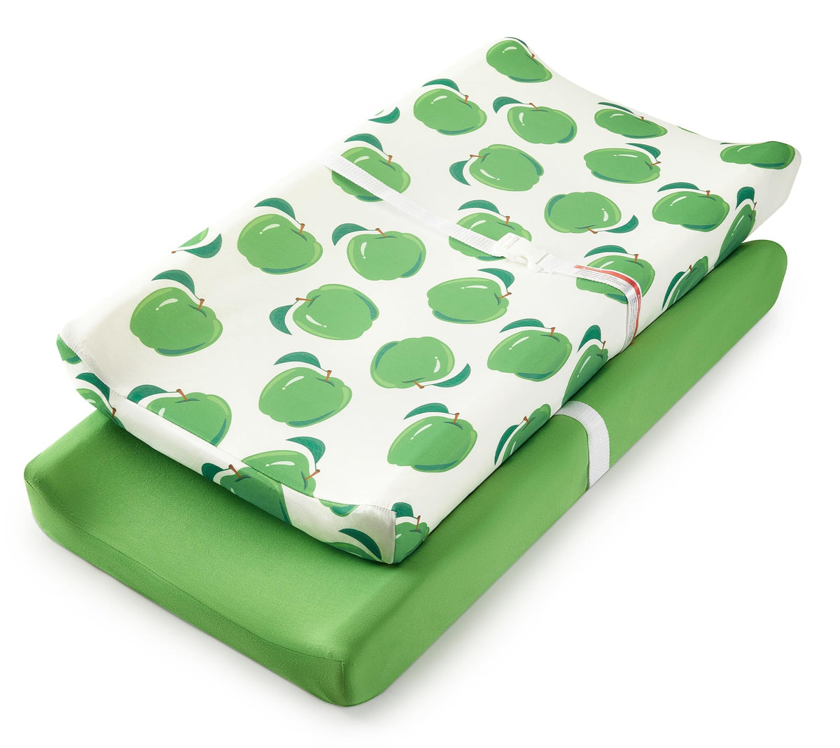 TILLYOU changing pad cover in green apple helps keep baby comfortable during changes.