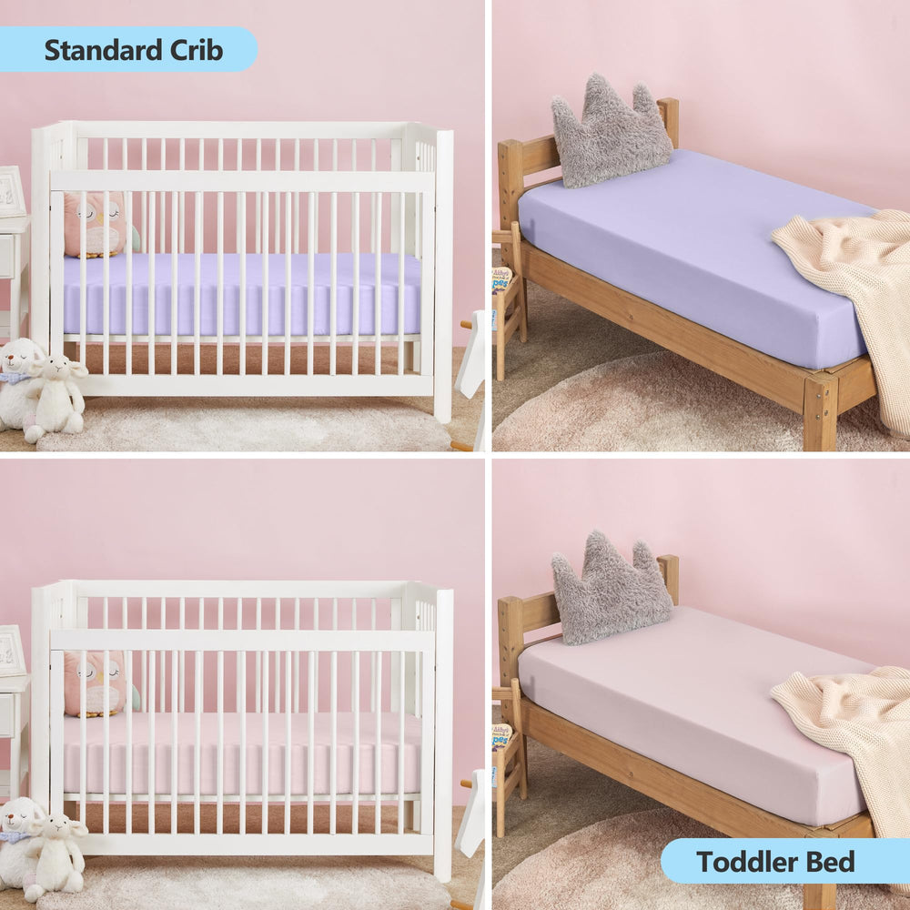 TILLYOU crib sheets care instructions showing machine washable convenience