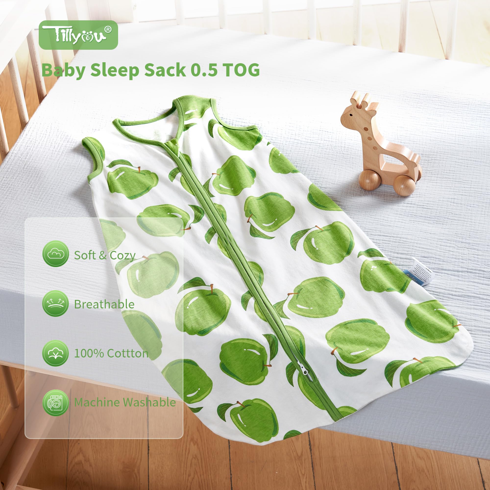 TILLYOU sleep sack wide-leg design supports movement.