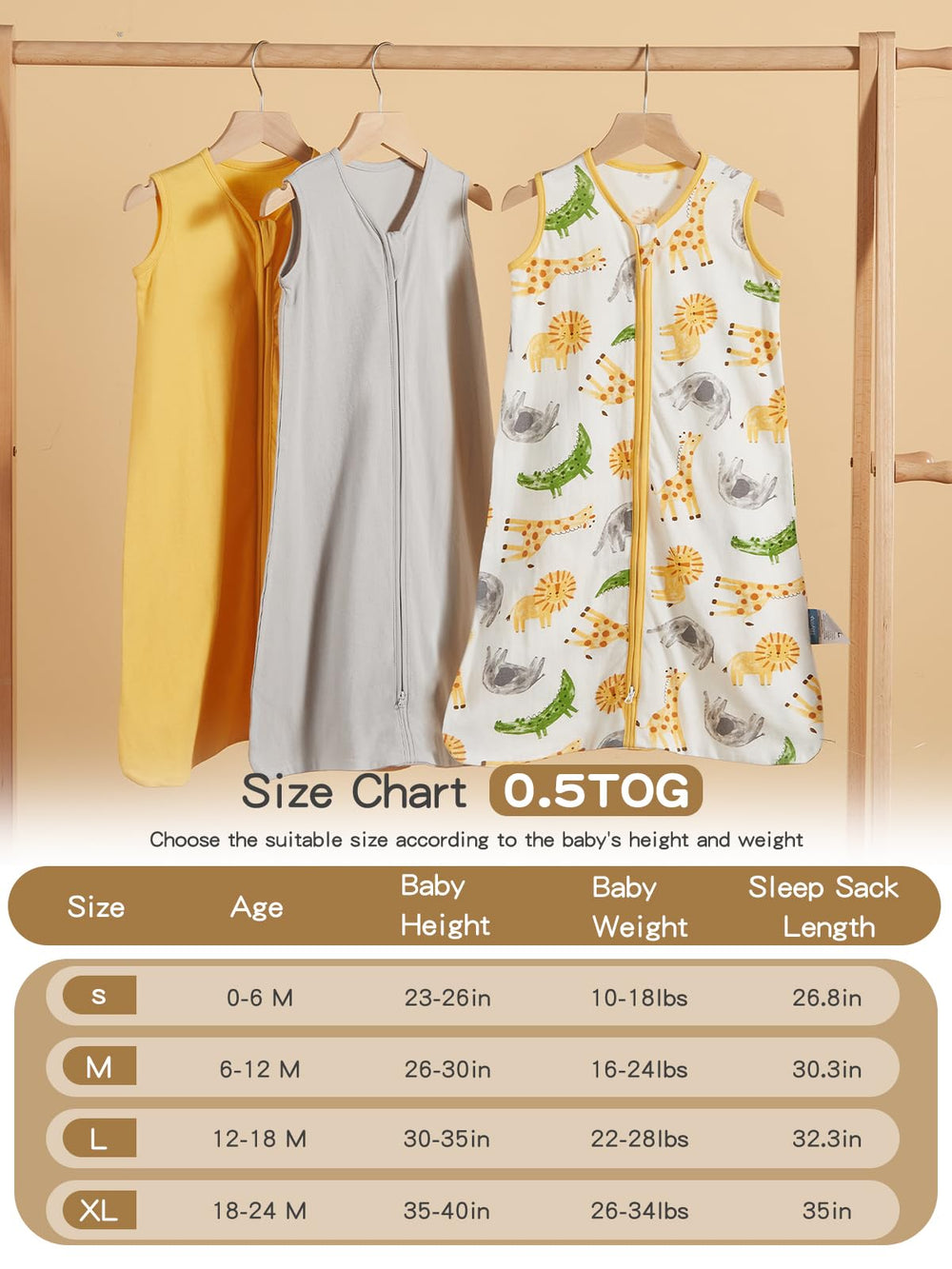 TILLYOU sleep sack with wide leg room supports natural movement.