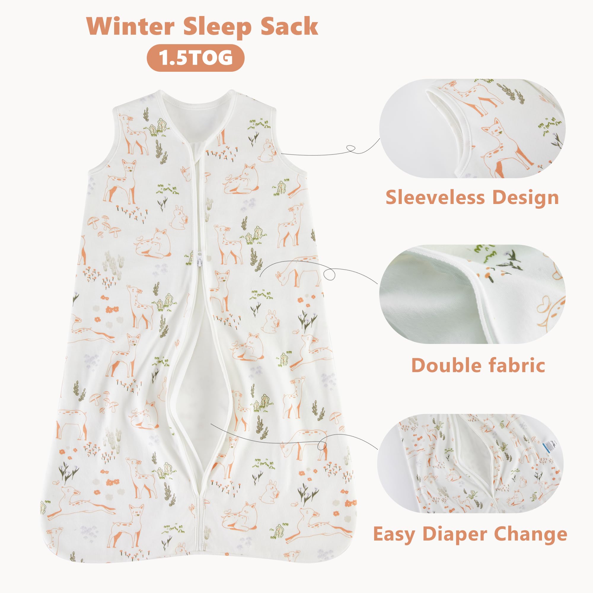TILLYOU sleep sack provides wide leg room for growth and movement.