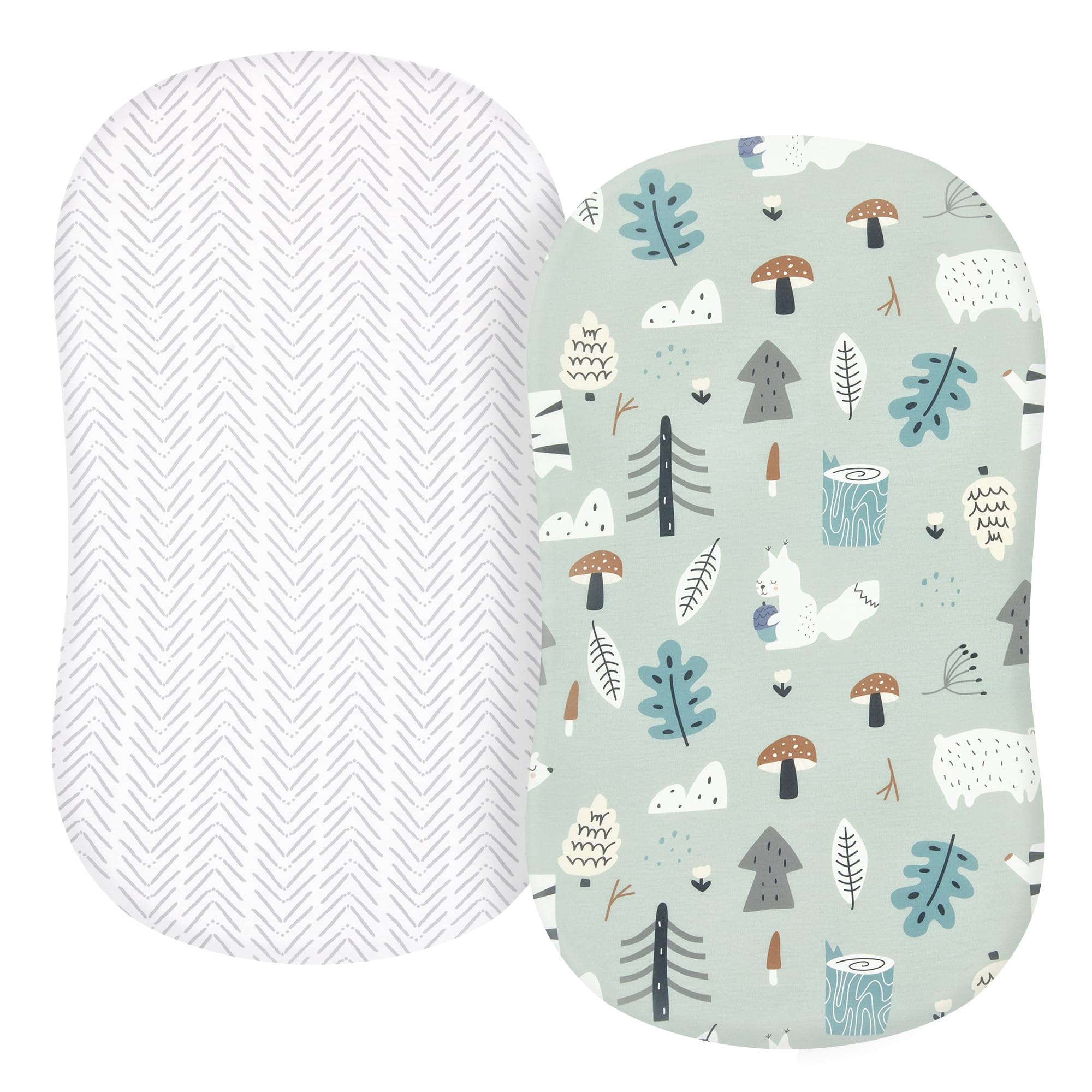 TILLYOU Jungle Walk pattern bassinet sheets provide soft comfort for naps