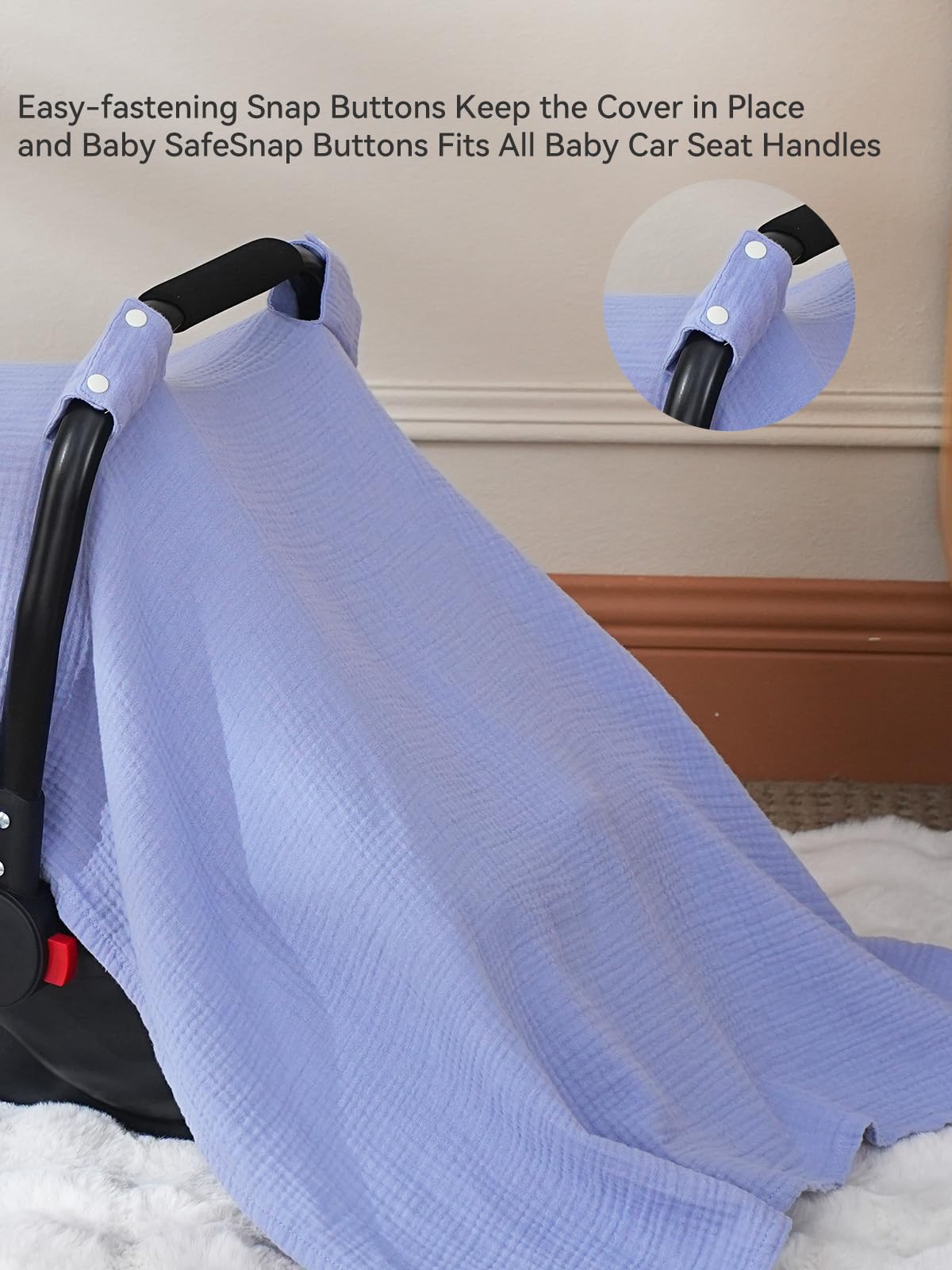TILLYOU blue car seat cover is travel-friendly for outings.
