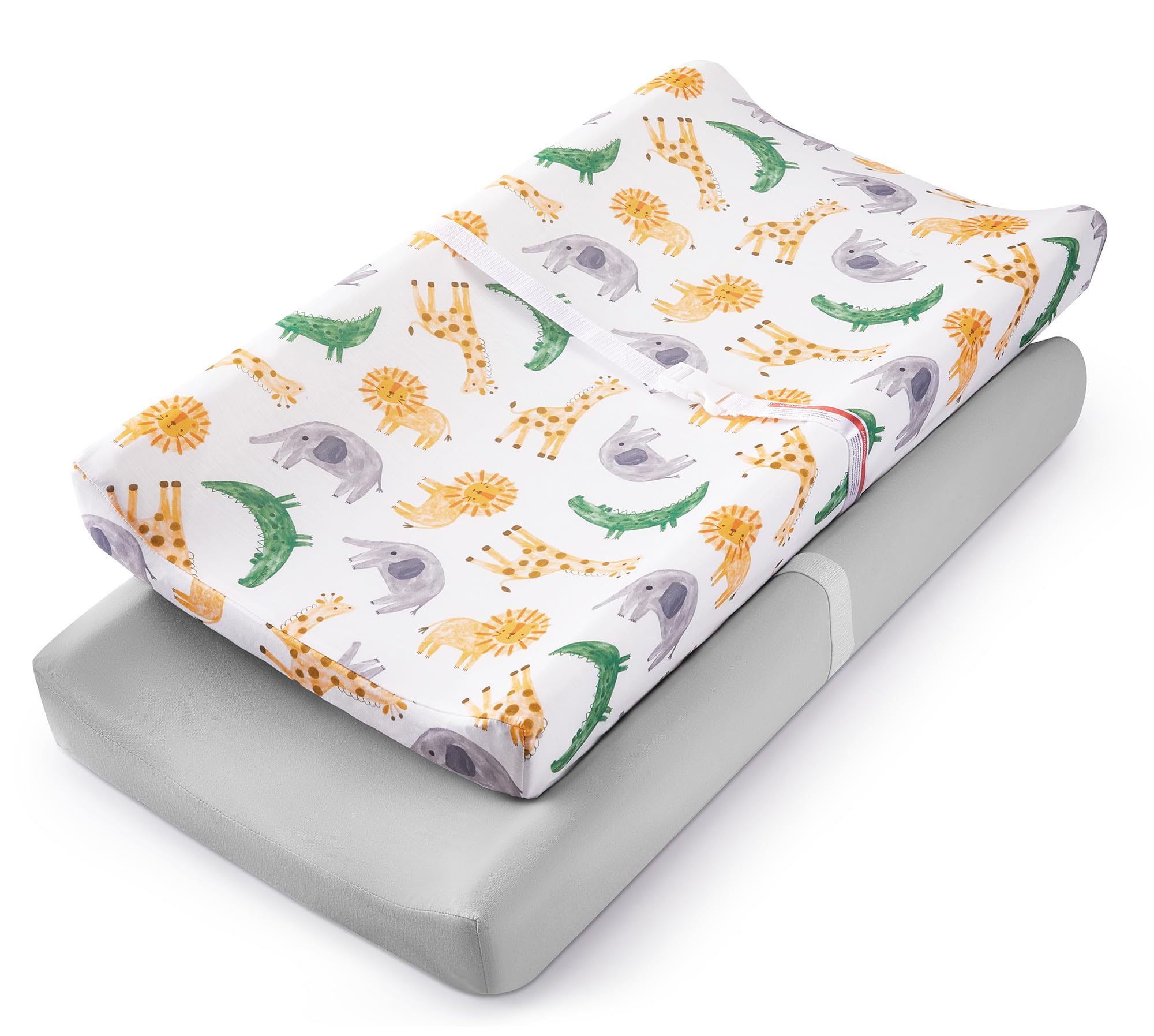 TILLYOU changing pad cover in African Steppe pattern adds soft comfort for diaper changes.