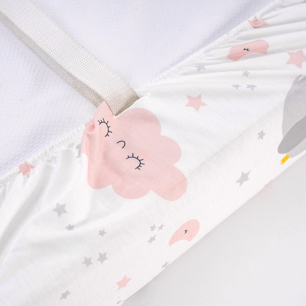 TILLYOU buckle holes on pink cover accommodate safety straps for secure use