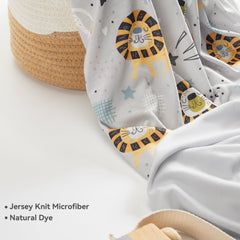 TILLYOU changing pad cover in grey fabric keeps nursery calm and clean.