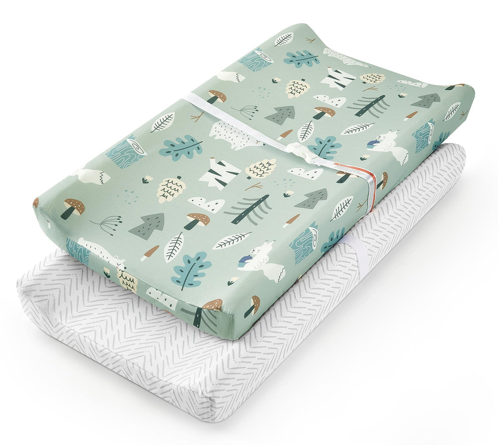 TILLYOU Jungle Walk changing pad cover on a 32x16 contour pad stays in place during changes