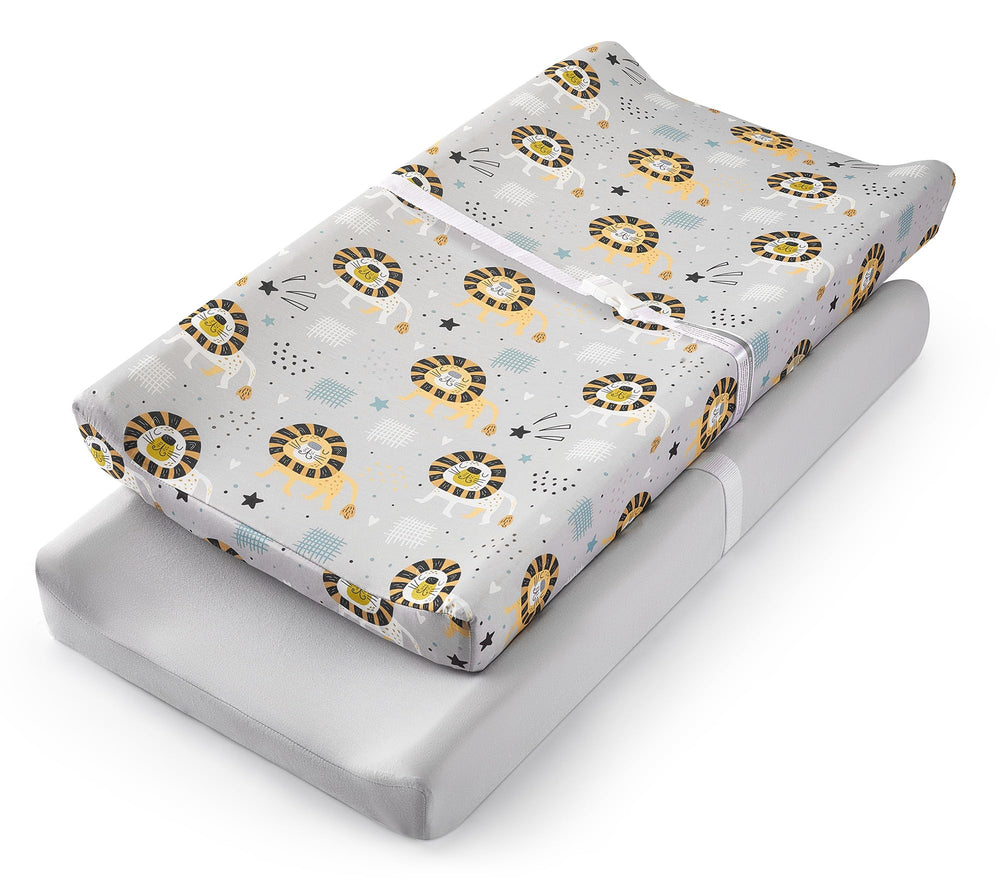 TILLYOU changing pad cover in Lion's Paradise pattern adds nursery charm.