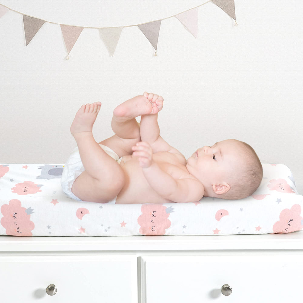 TILLYOU machine-washable pink changing pad cover for easy nursery care