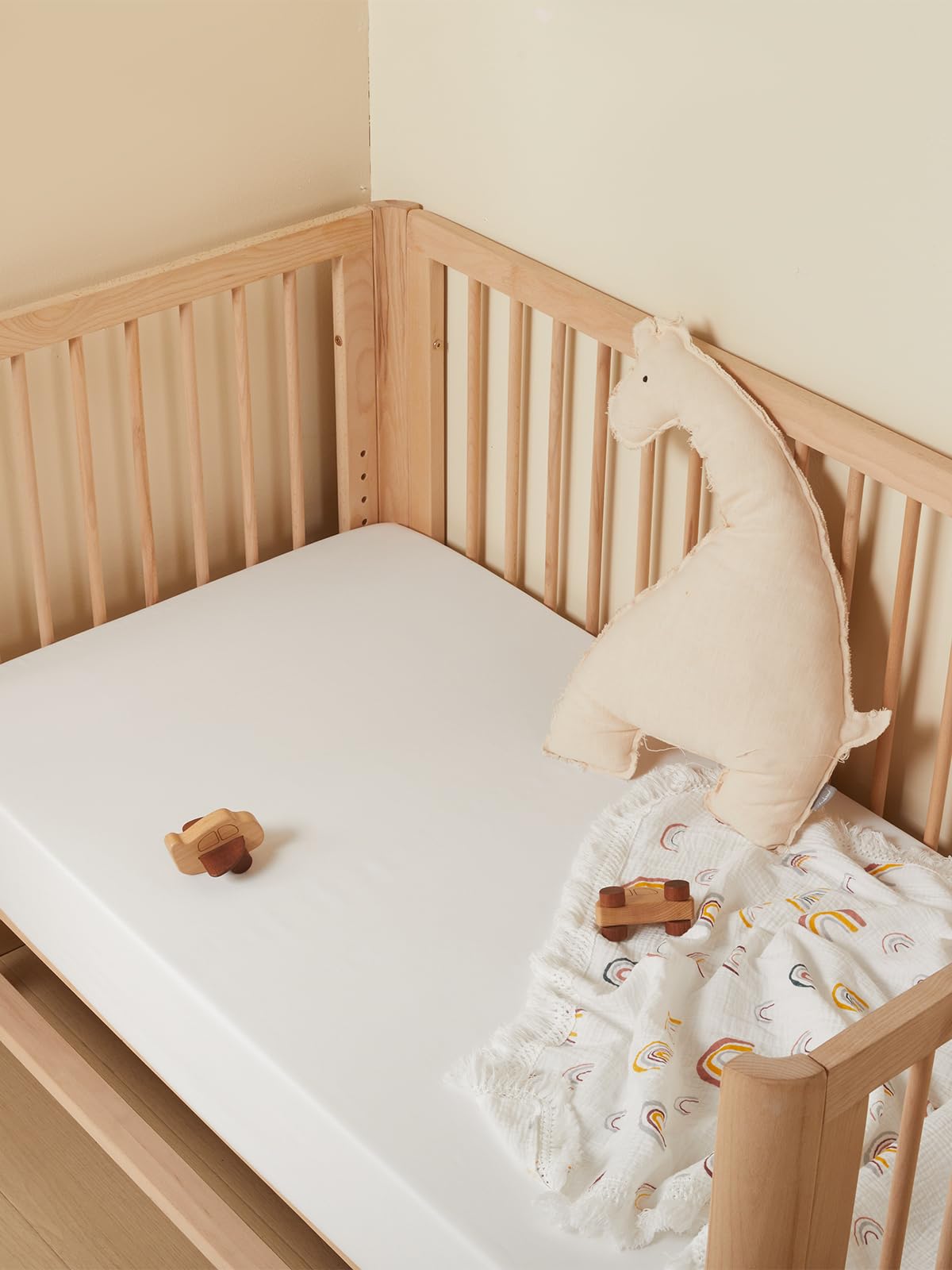 TILLYOU crib sheet is machine washable in cold water for easy care.