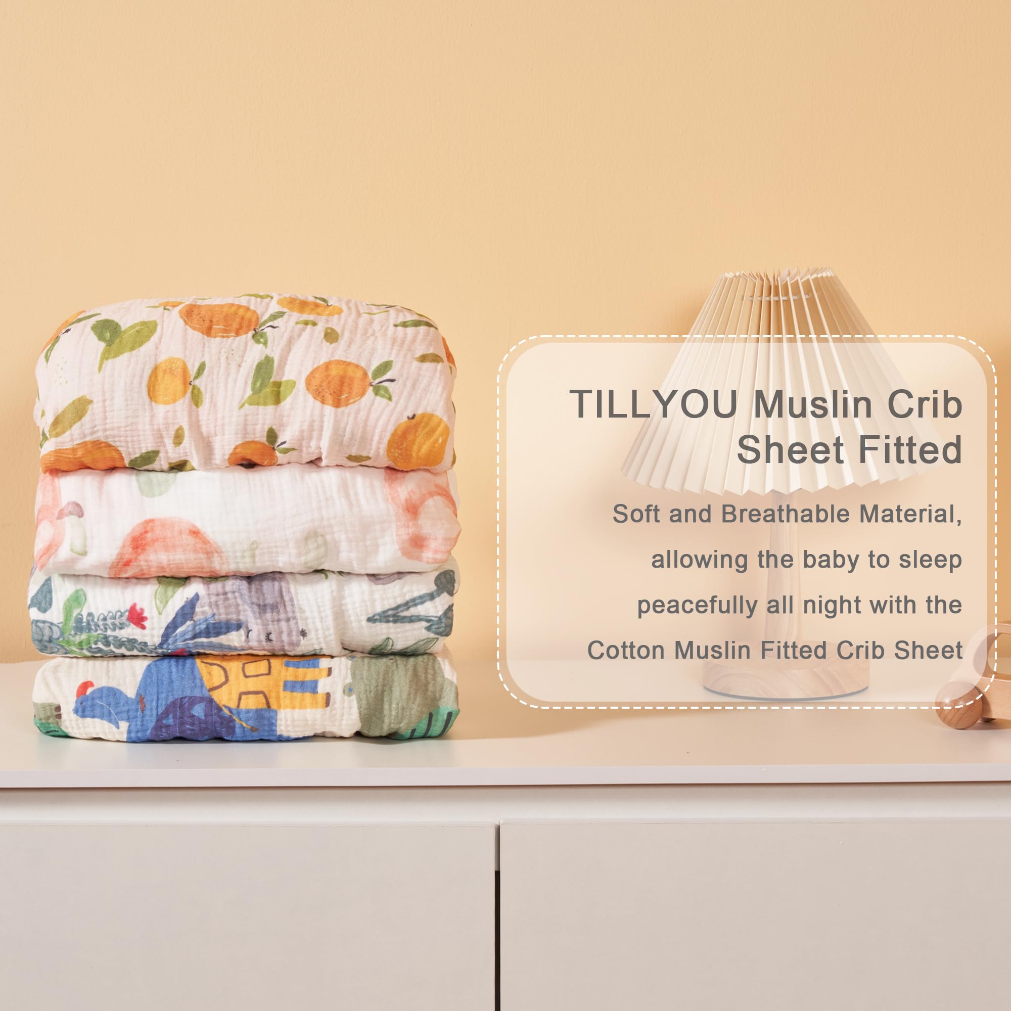 TILLYOU machine-washable crib sheet for easy care.