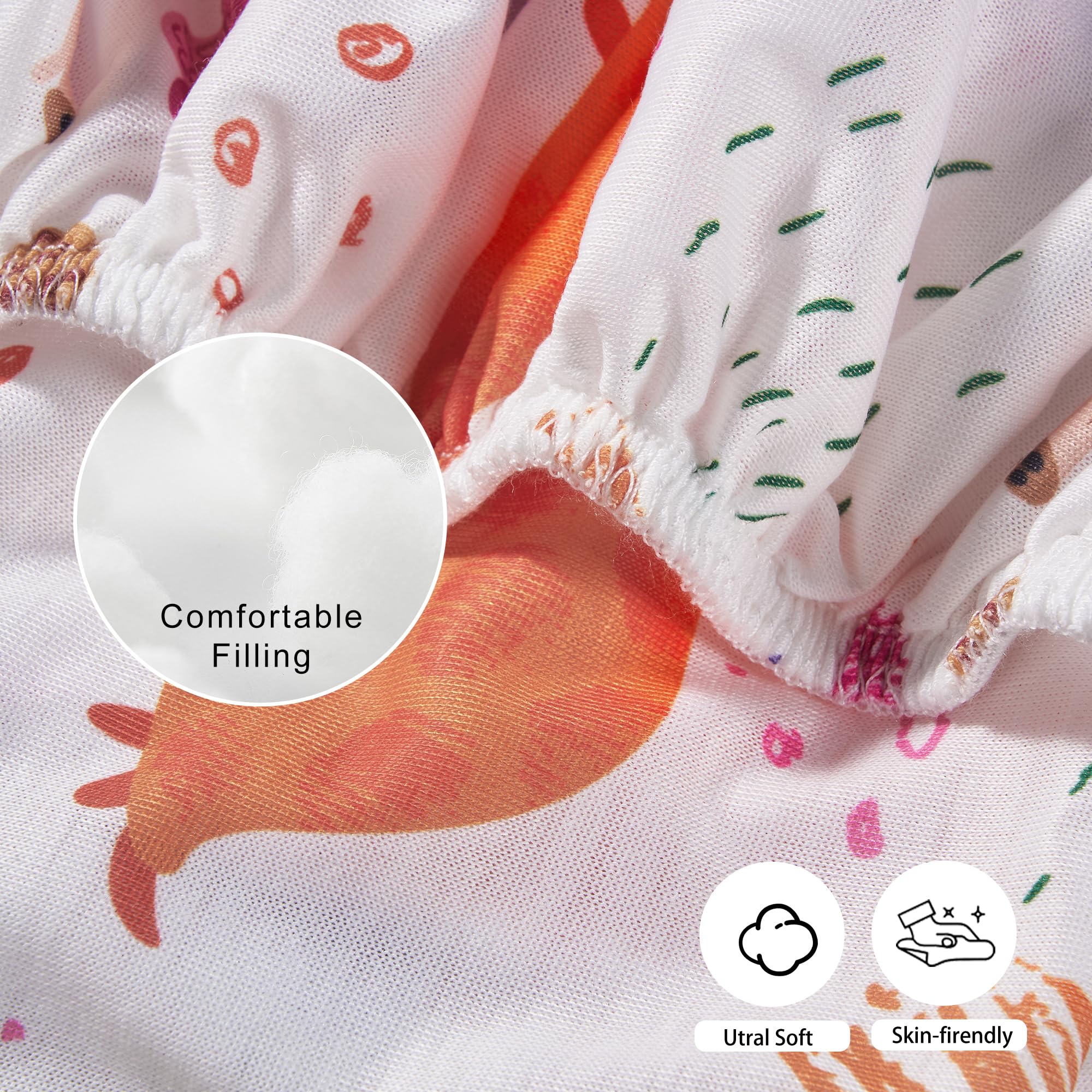 TILLYOU easy-change looped elastic bottom for secure mattress grip.