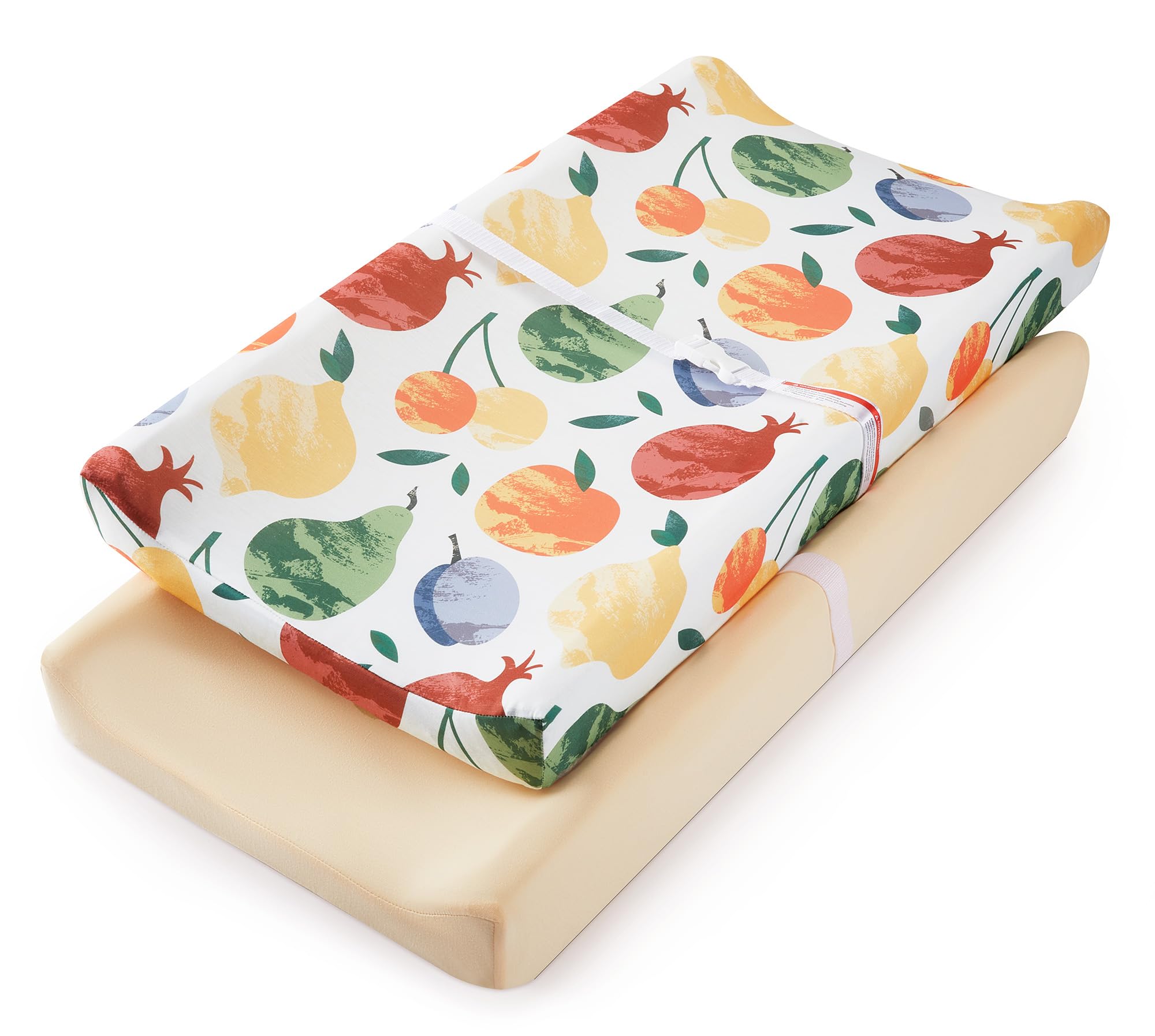 TILLYOU fruit shadow changing pad cover shows soft, breathable fabric for baby changes