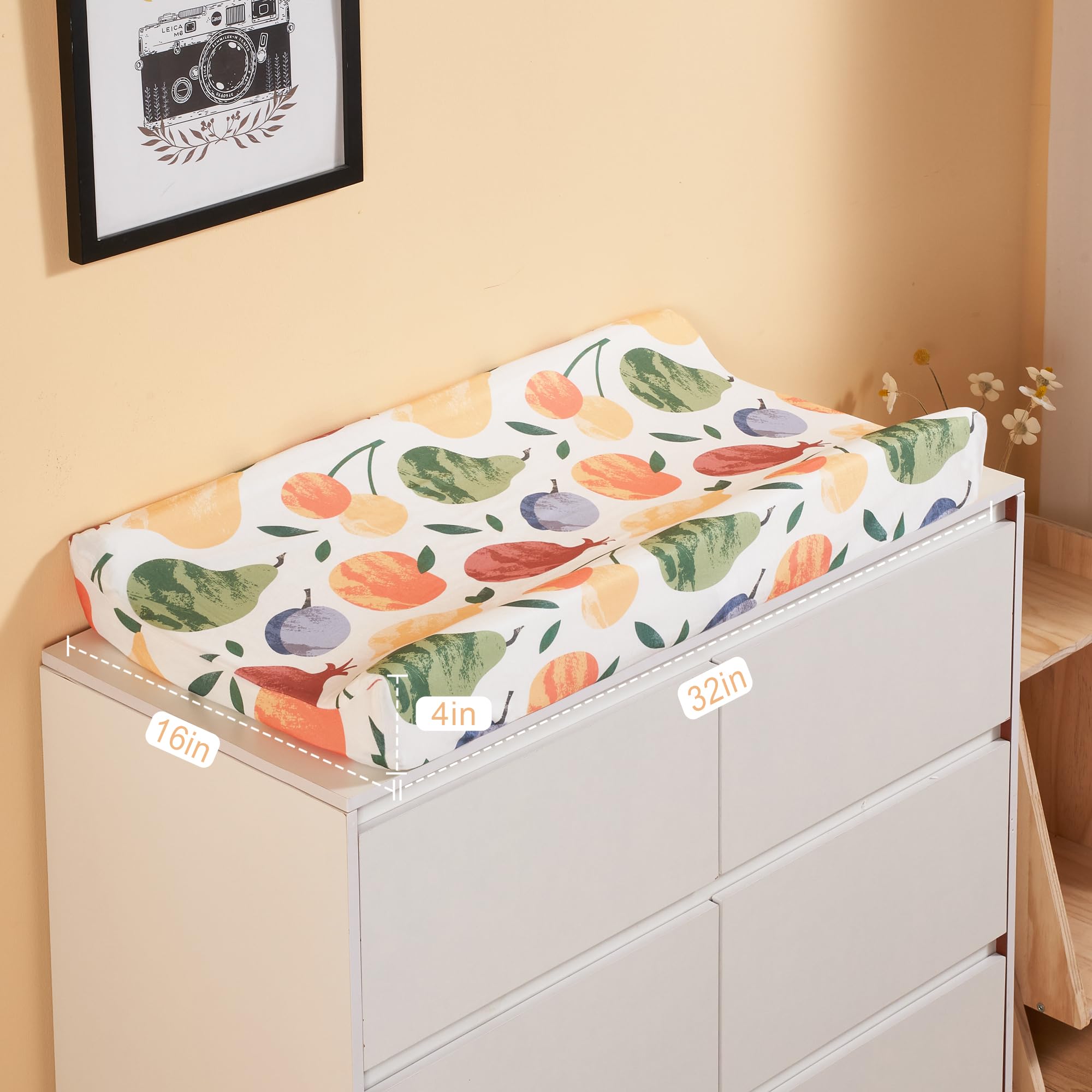 TILLYOU fruit shadow changing pad cover enables easy care and wrinkle resistance