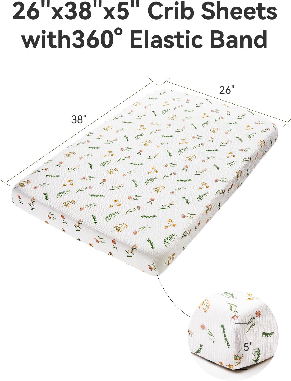 TILLYOU full-loop elastic band keeps the sheet snug and wrinkle-free.