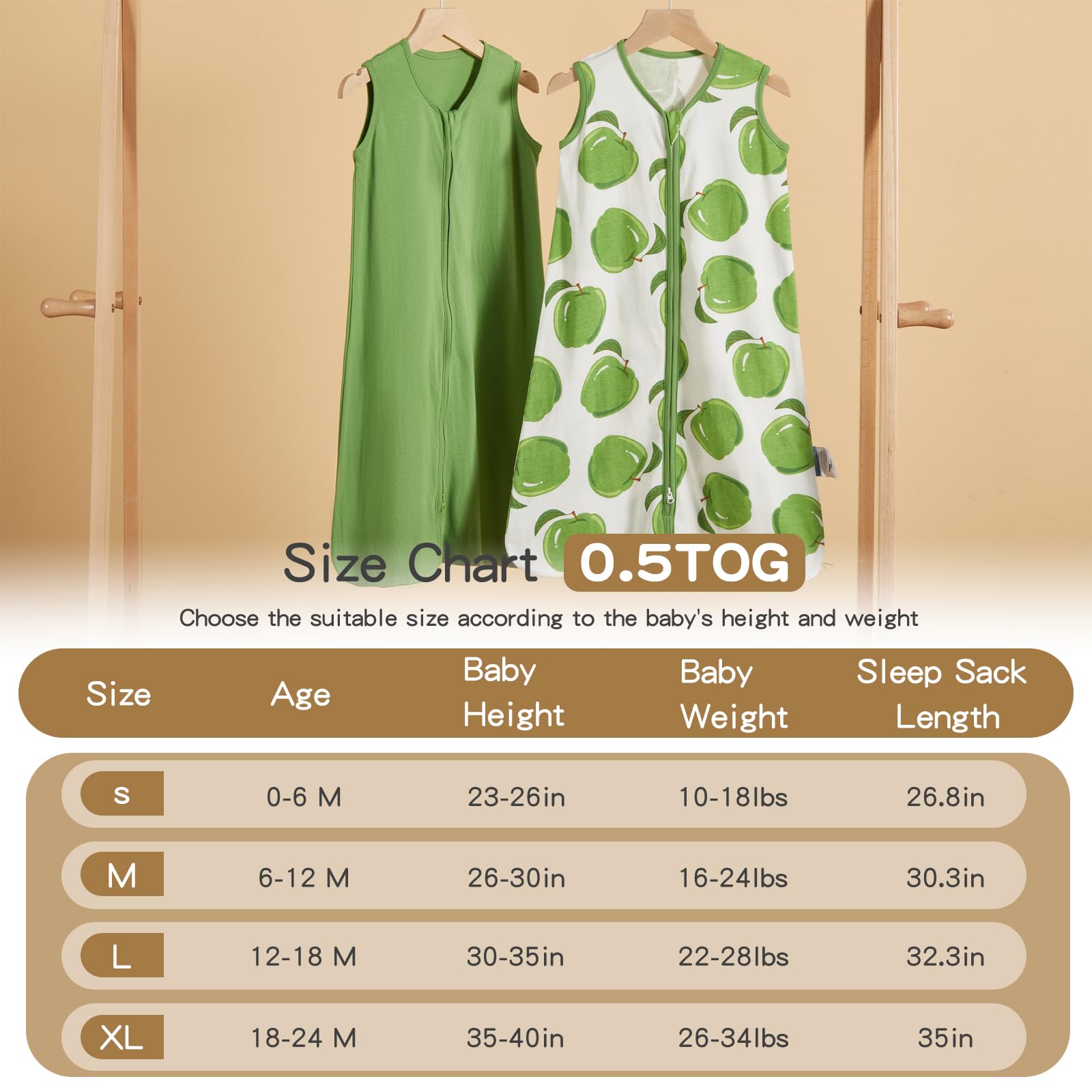 TILLYOU sleep sack 0-3 months closeup, soft cotton texture and gentle weave.
