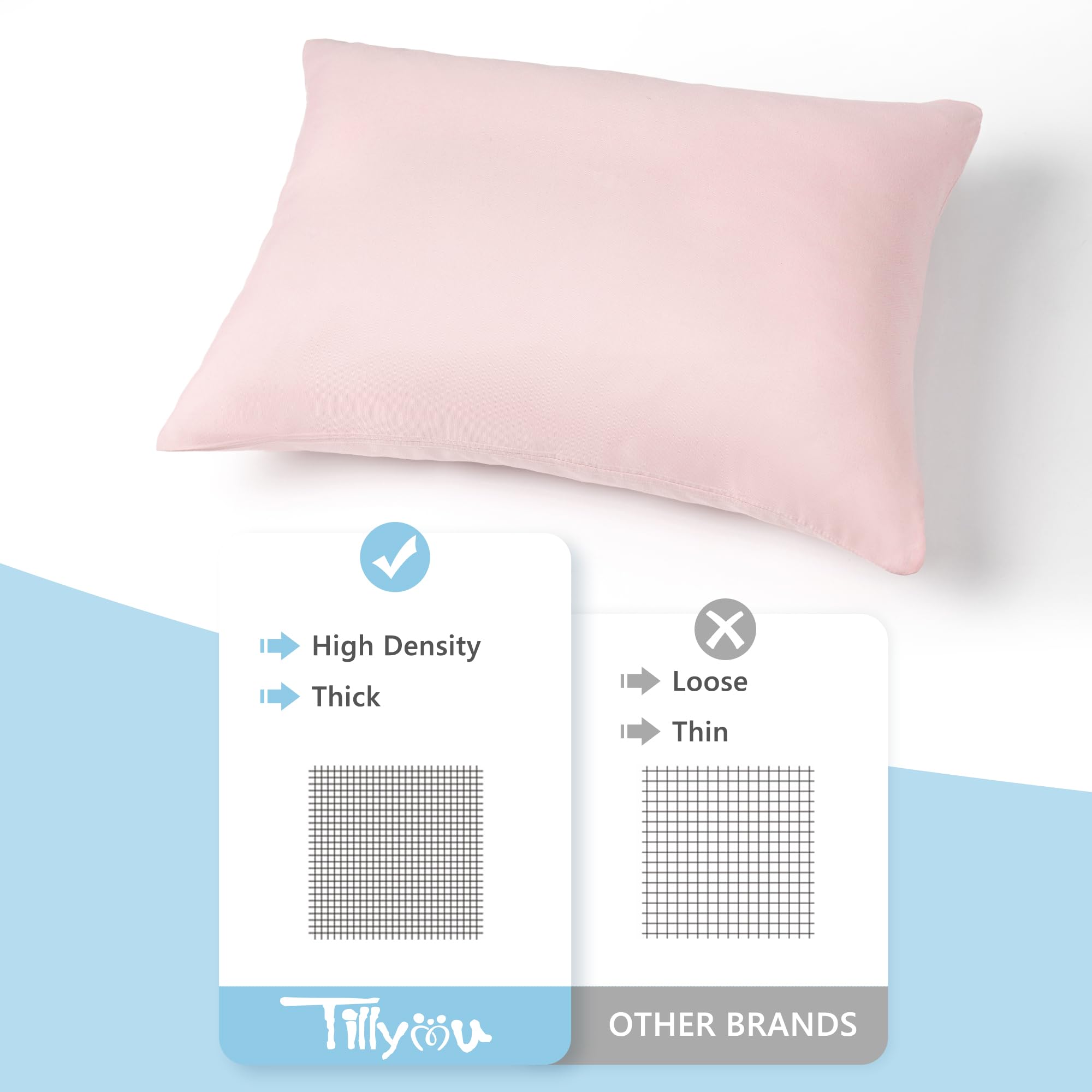 TILLYOU microfiber fabric texture closeup reveals smooth, durable weave for daily use.