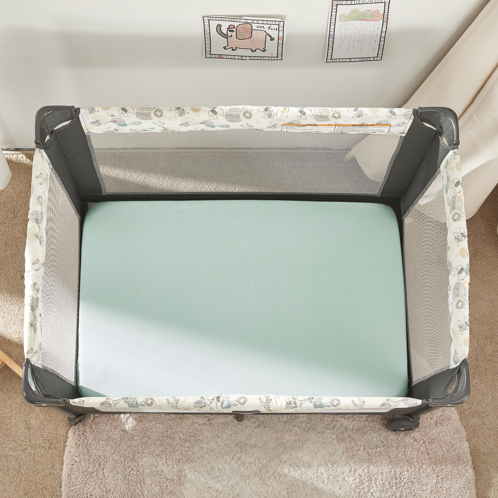 TILLYOU mini crib fitted sheet color options to match nursery style.