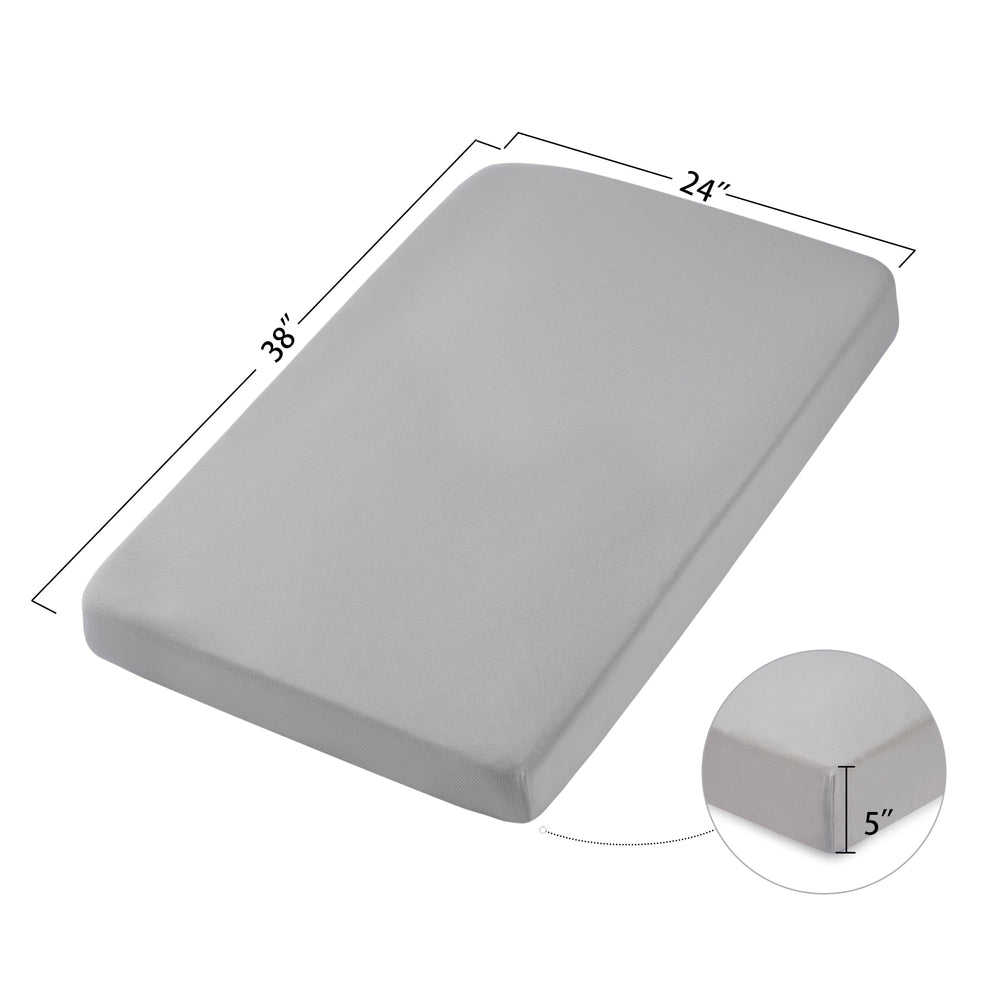 TILLYOU 38x24 fit mini mattress sheet provides a tight wrap and secure fit.
