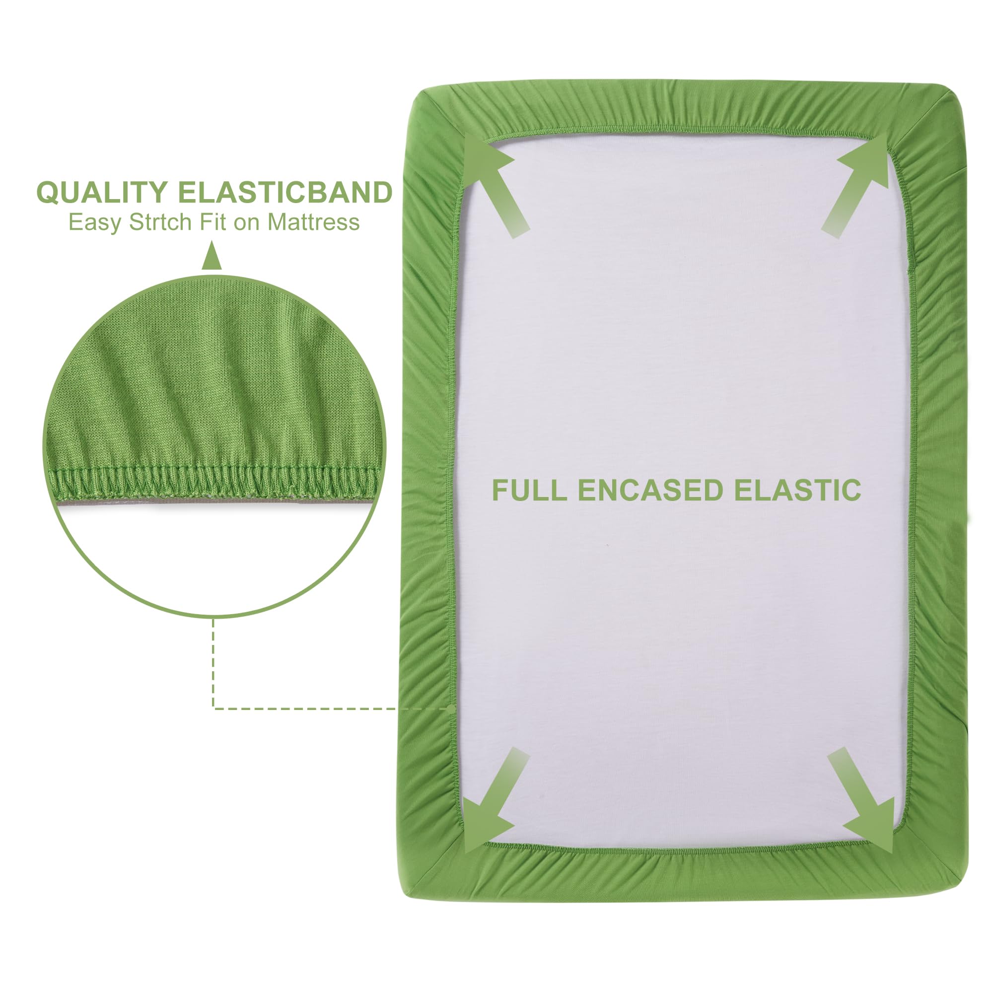 TILLYOU mini crib sheets feature a tight elastic band for secure fit.