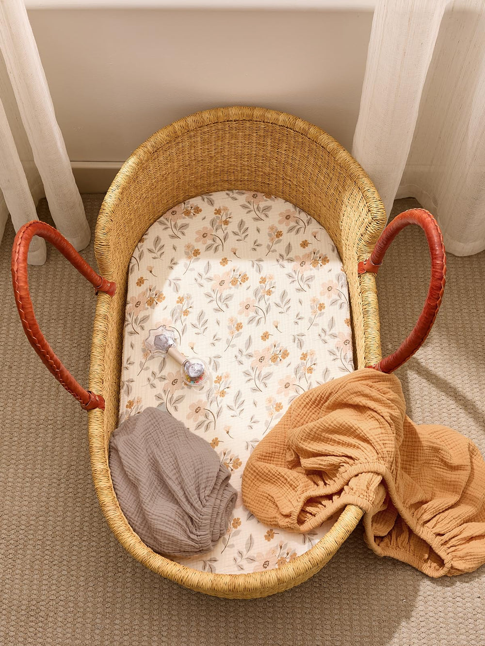 TILLYOU solid mint bassinet sheet, breathable fabric for peaceful naps