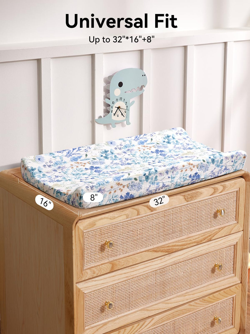 TILLYOU muslin changing pad cover showing soft texture and safe dyes for gentle changes.