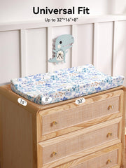 TILLYOU muslin changing pad cover showing soft texture and safe dyes for gentle changes.