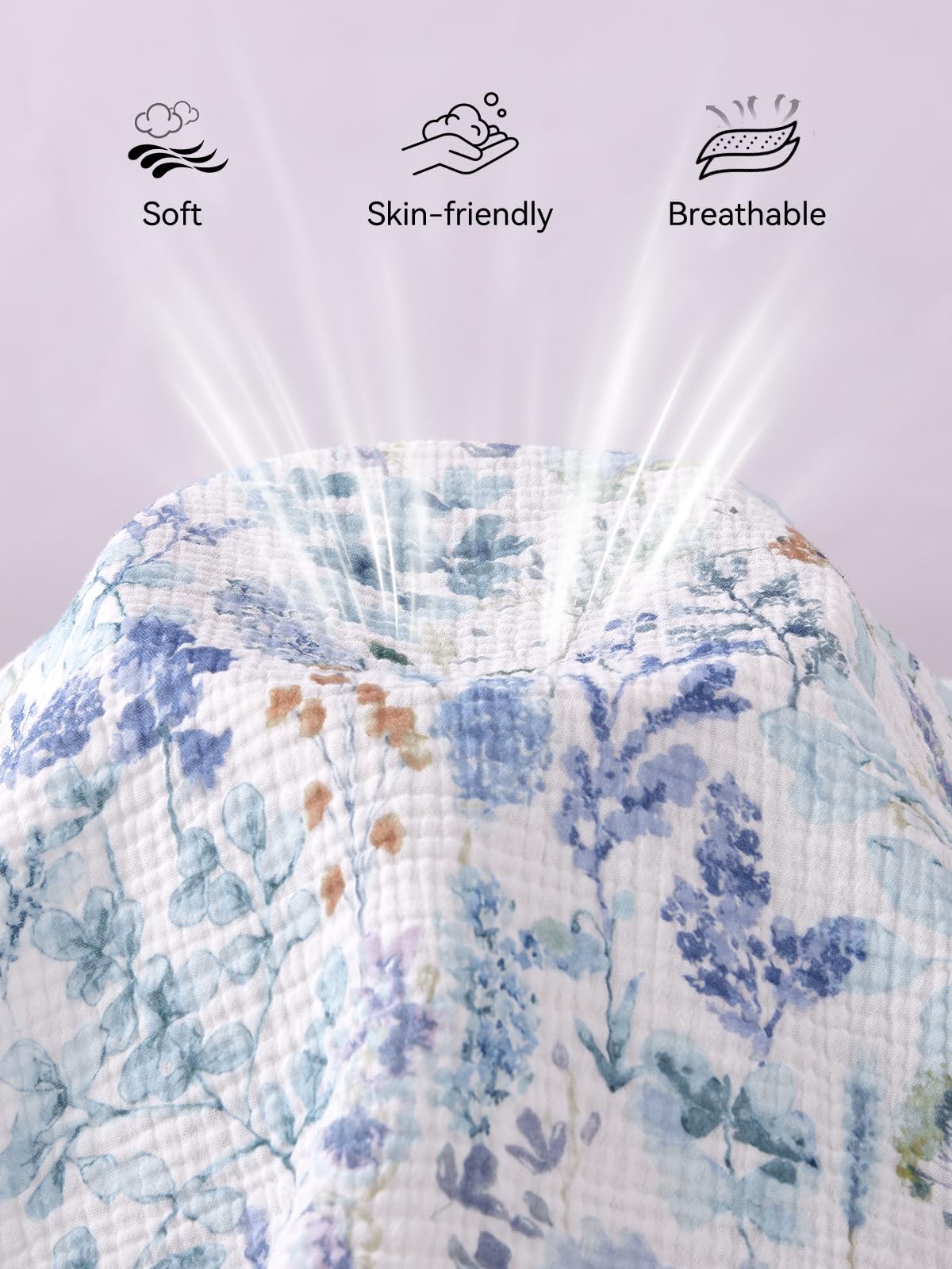 TILLYOU blue flower sheet with 3-inch pockets for a perfect 38x26 fit.