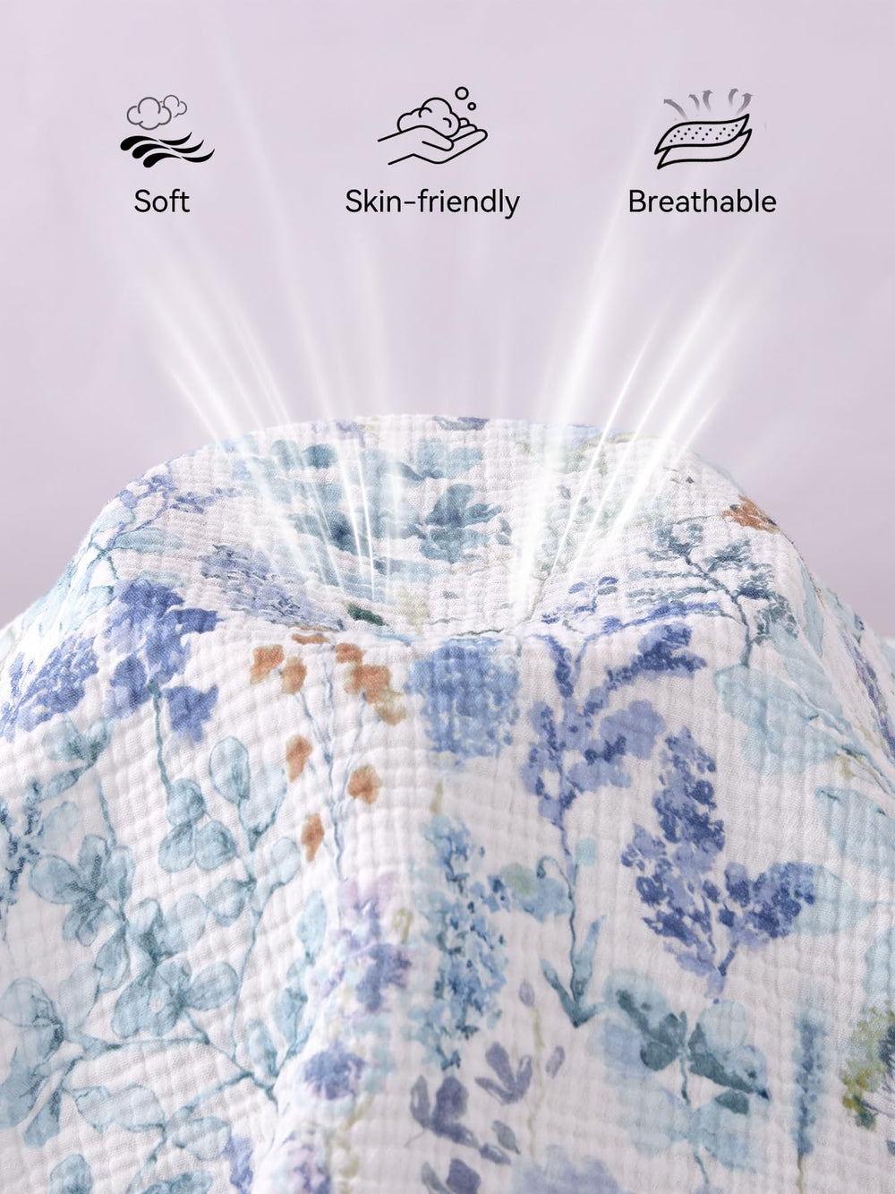TILLYOU blue flower sheet with 3-inch pockets for a perfect 38x26 fit.