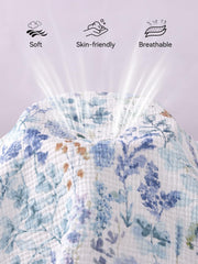 TILLYOU blue flower sheet with 3-inch pockets for a perfect 38x26 fit.