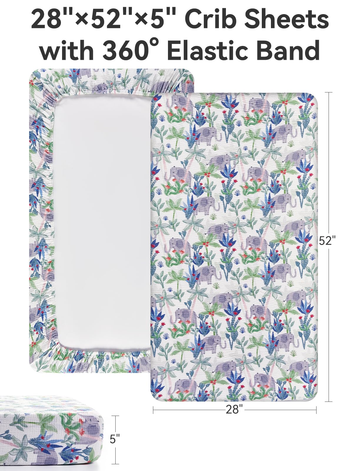 TILLYOU muslin sheet with elastic band stays in place.