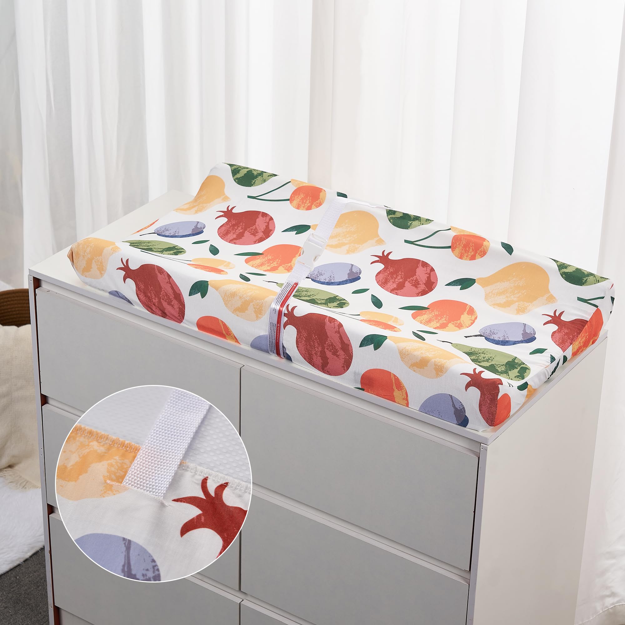 TILLYOU orangish changing pad cover is machine washable for quick refresh