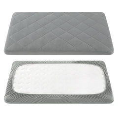 TILLYOU Pack and Play Sheet with soft quilted crib cover pad for cozy naps.