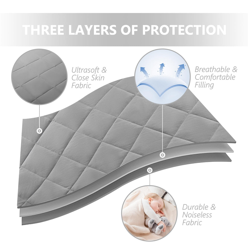 TILLYOU sheet fits 39x27 crib mattresses with secure 1-3 inch pockets.