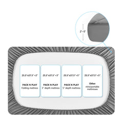 TILLYOU pack and play sheet in grey shows easy installation and snug fit.
