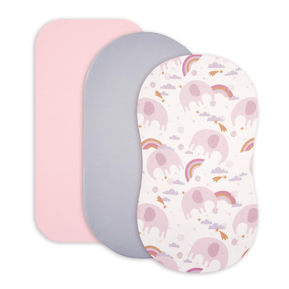 TILLYOU Rainbow Elephant bassinet sheet offers soft, skin-friendly comfort for nap-ready bassinets.