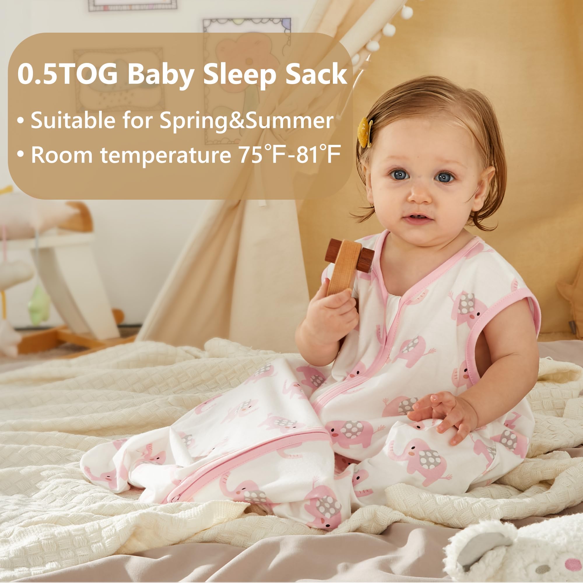 TILLYOU sleep sack with 2-way zipper allows quick diaper changes
