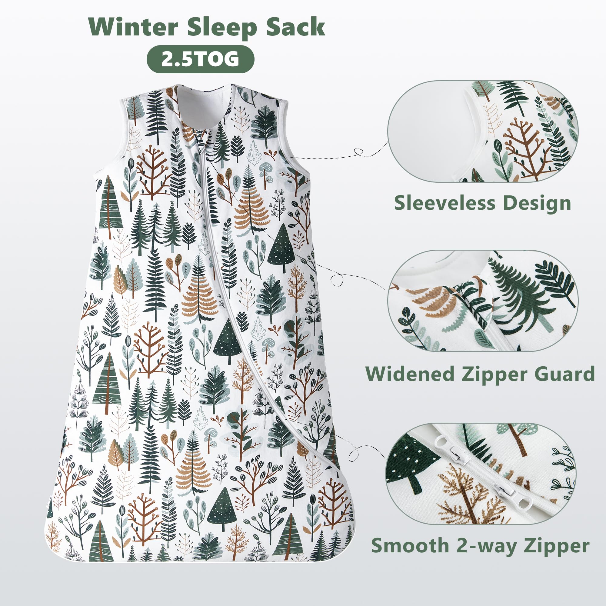TILLYOU sleep sack with 2-way zip enables quick diaper changes at night.