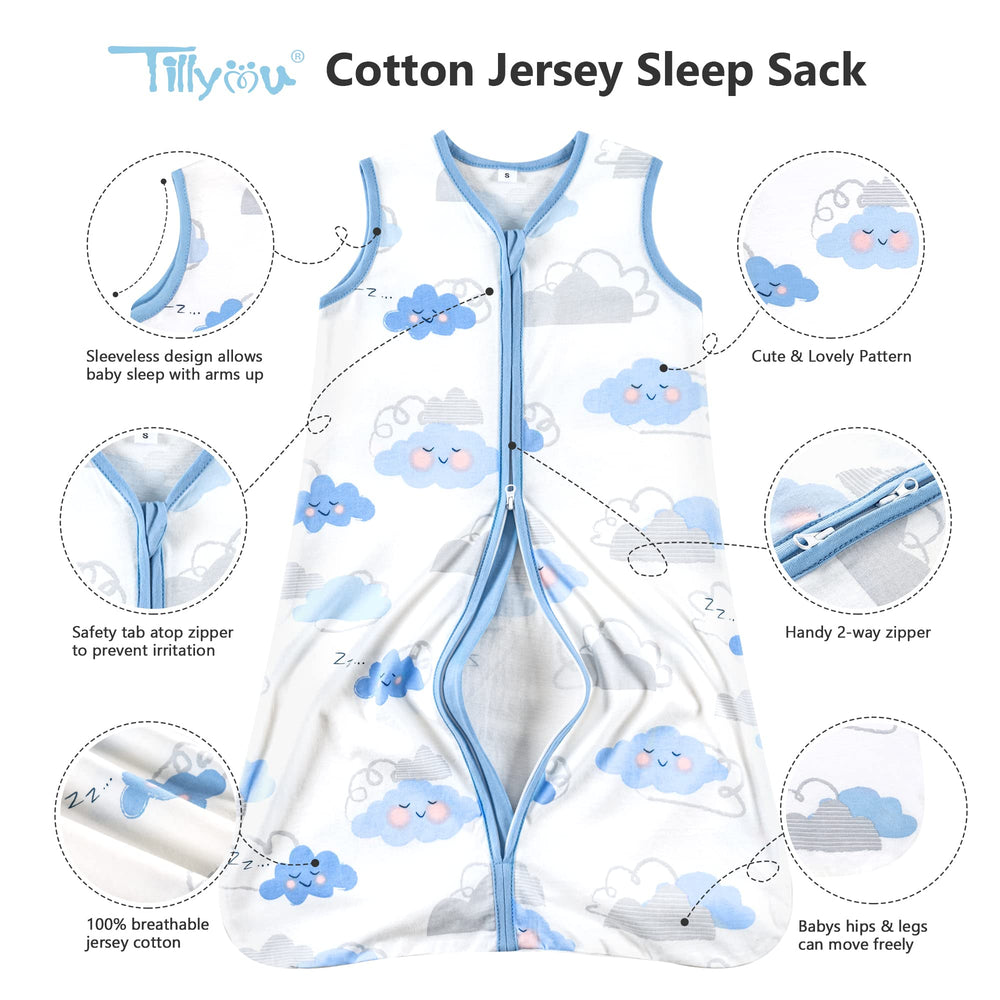 TILLYOU sleep sack with double zipper for easy night diaper changes.