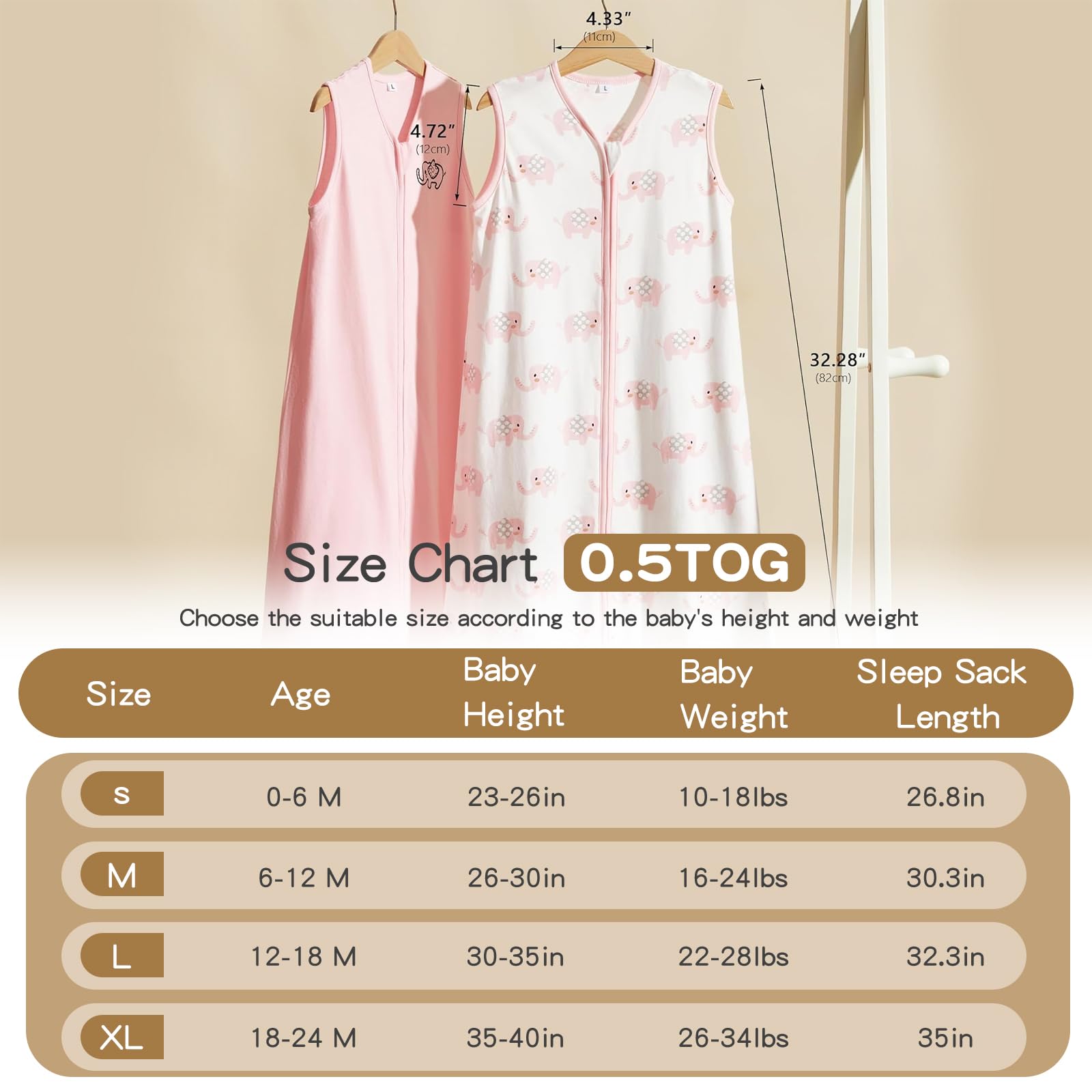 TILLYOU pink elephant close-up design adds charming bedtime style