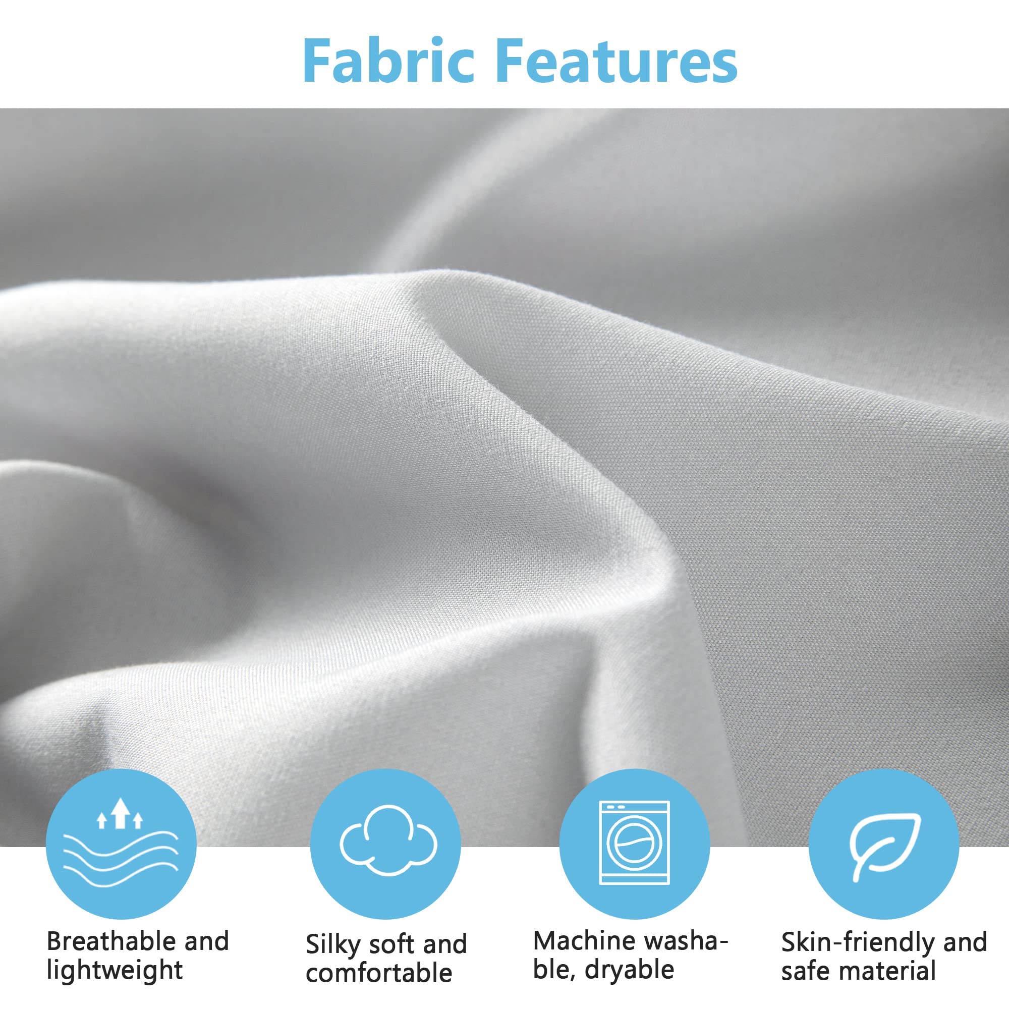 TILLYOU white and gray sheets are compatible with standard cribs and toddler beds.