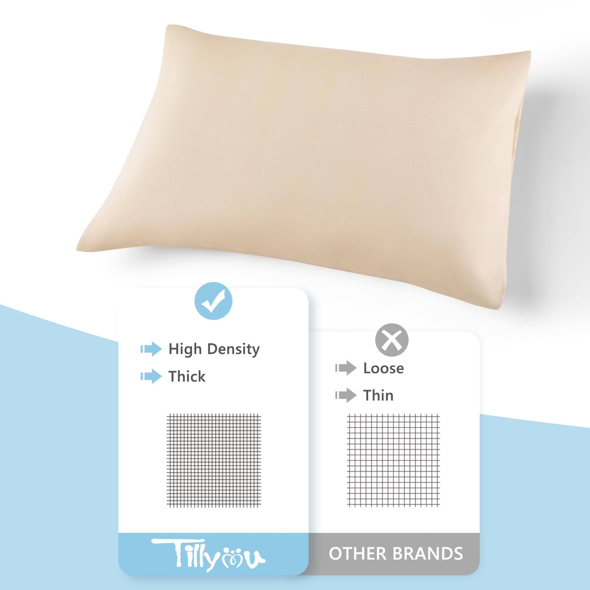 TILLYOU 13x18 fit pillowcase keeps toddler pillows snug and secure