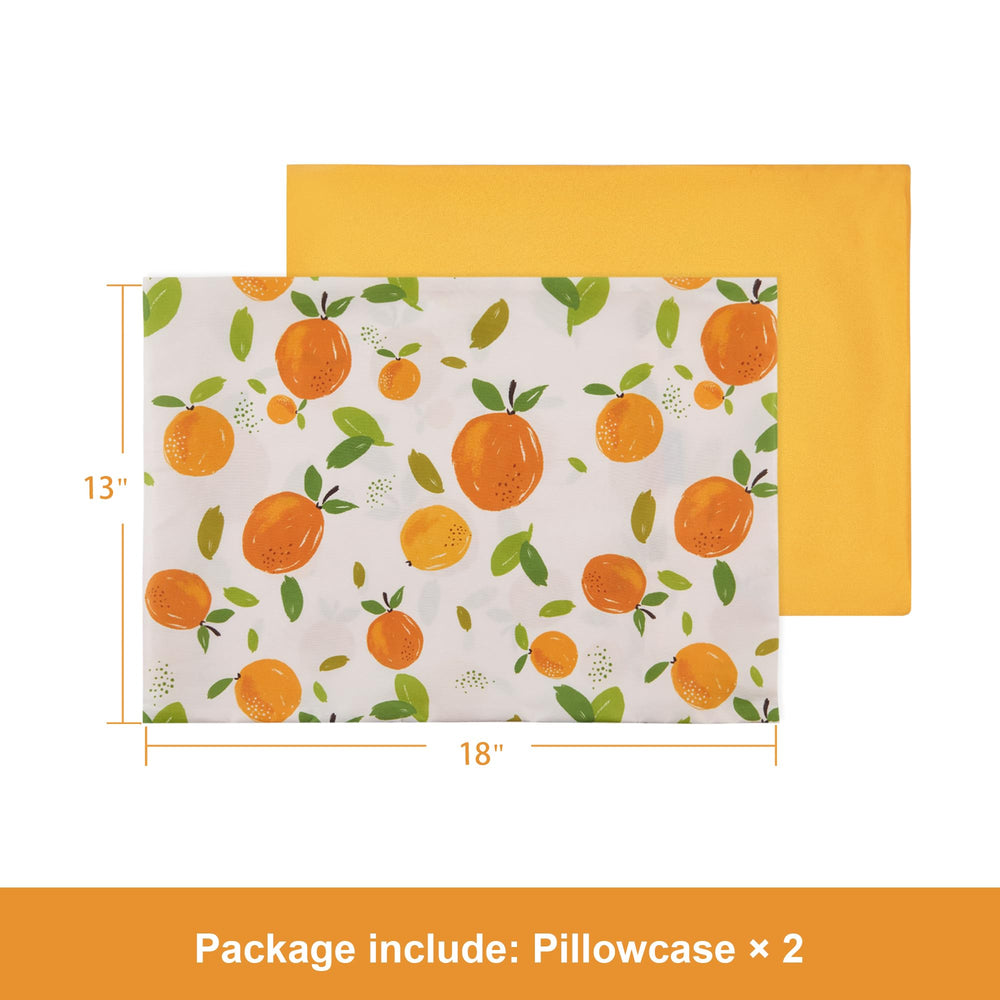 TILLYOU toddler pillowcase 13x18 envelope closure close-up in orange.