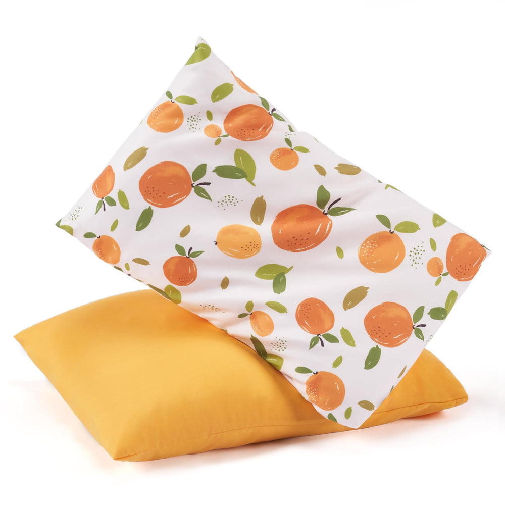 TILLYOU toddler pillowcase 13x18 orange front view, soft microfiber for gentle comfort.