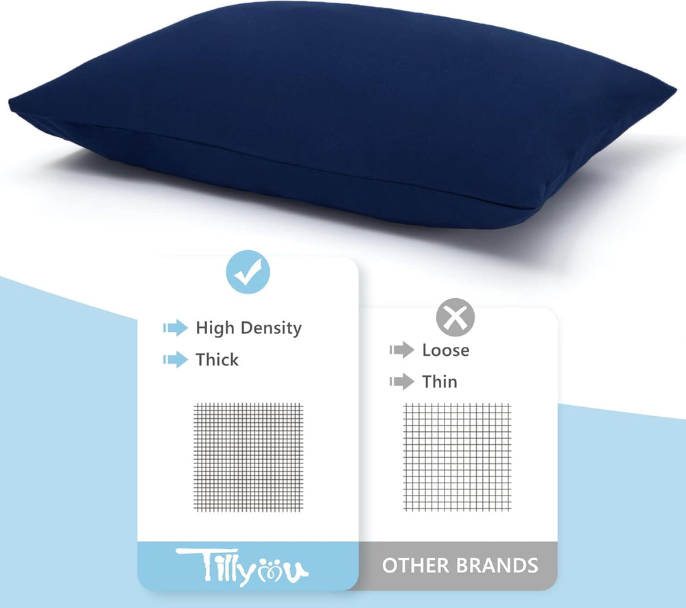 TILLYOU toddler pillowcase stitched edges close-up demonstrating durability.