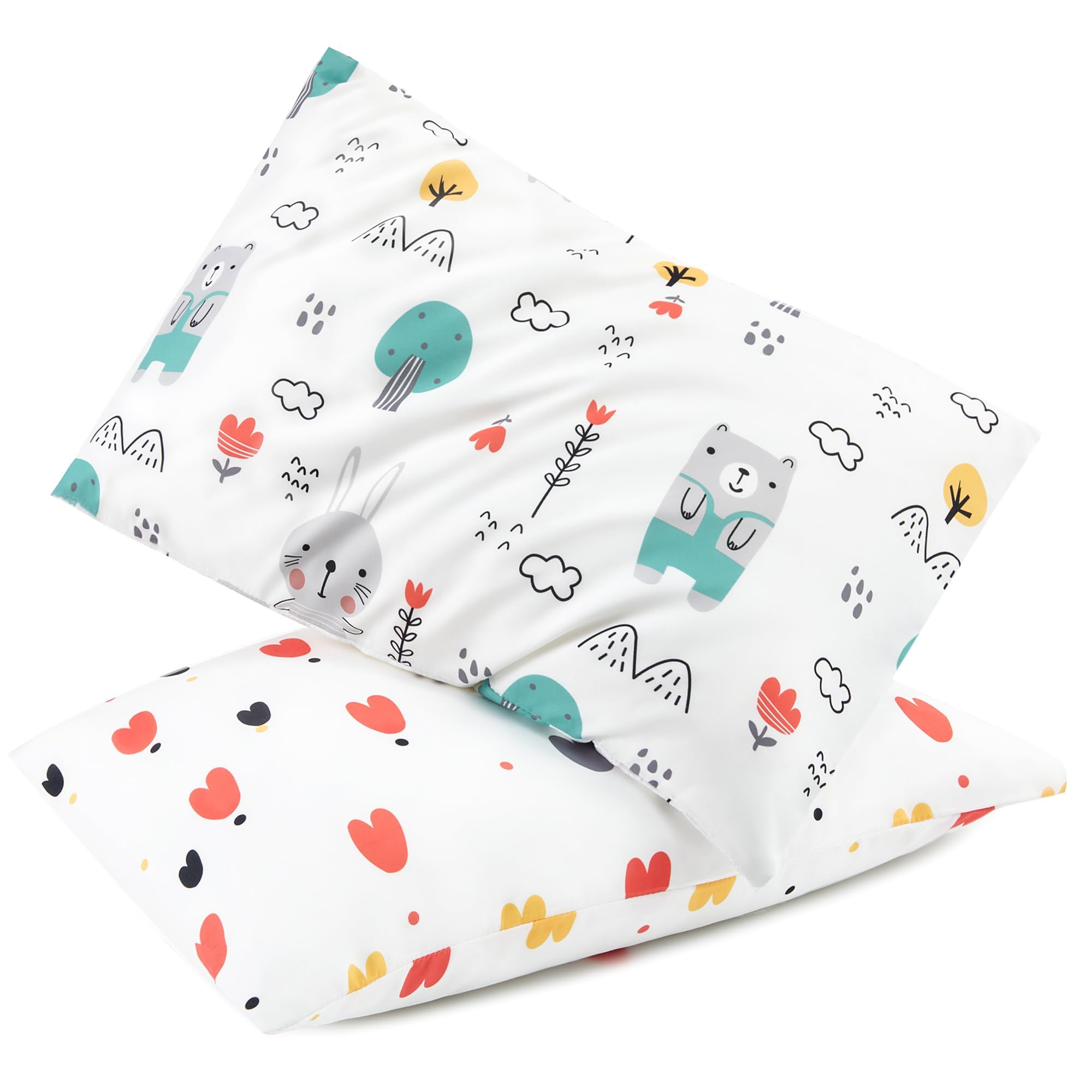 TILLYOU toddler pillowcase two-pack with envelope closure keeps pillows tidy and snag-free.