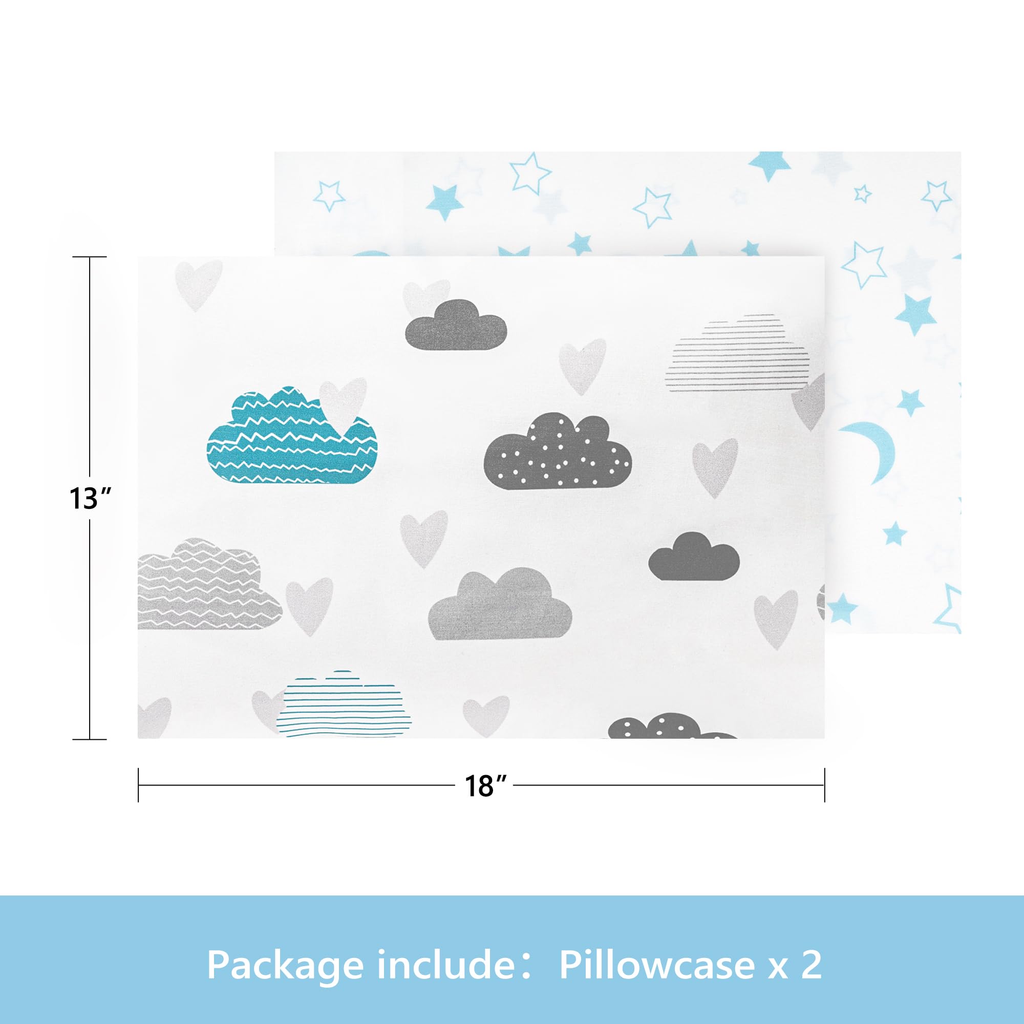TILLYOU toddler pillowcase blue stars design enables easy care with durable stitched edges.
