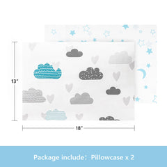 TILLYOU toddler pillowcase blue stars design enables easy care with durable stitched edges.